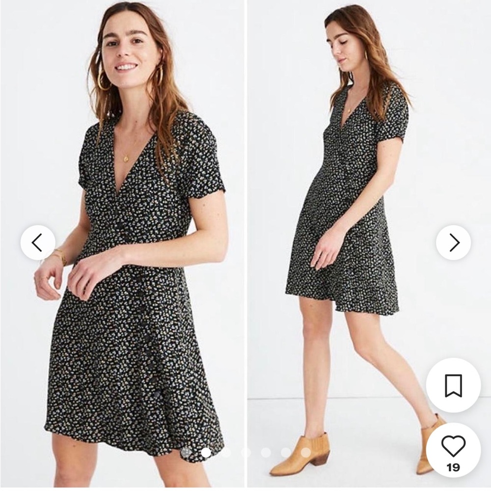 Madewell Black and White Floral Mini Dress